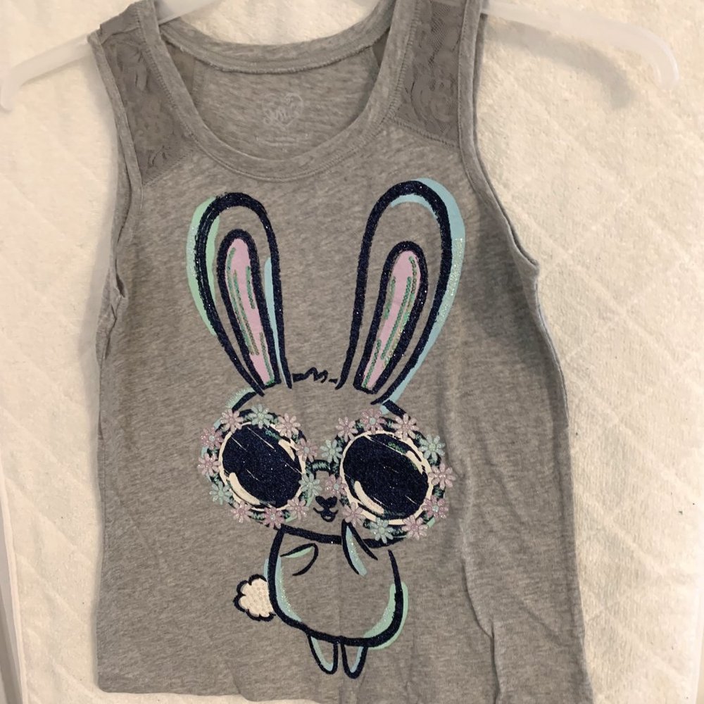 Justice girl's sleeveless tee with Bunny on front 14